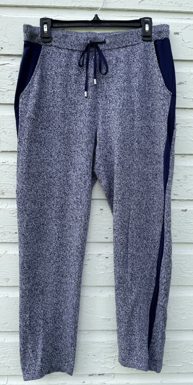 Chicos Joggers Sweatpants Womens M Heather Blue Workout Yoga Lounge Drawstring